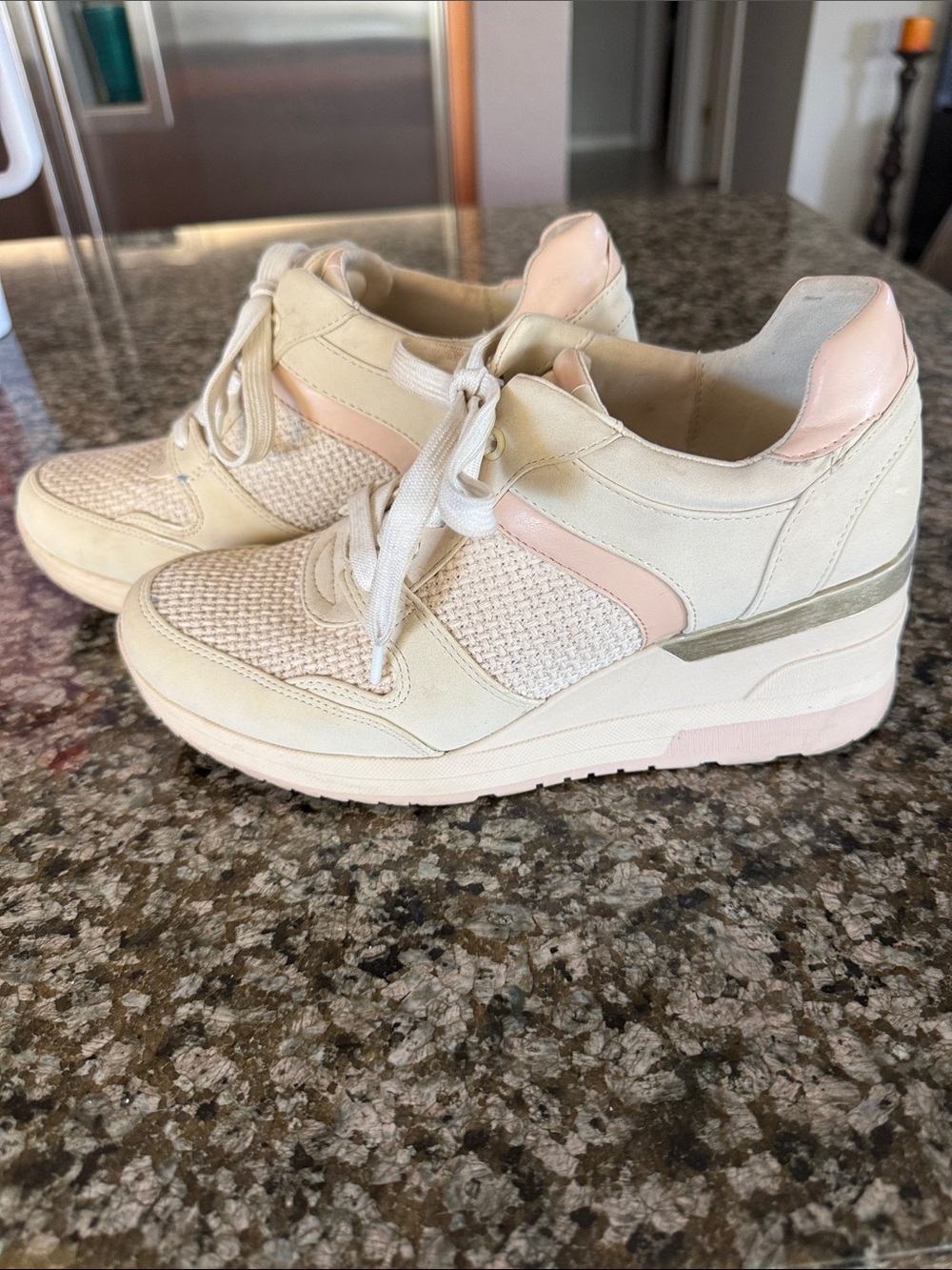 Mix No. 6 Cream and Blush Wedge Sneakers